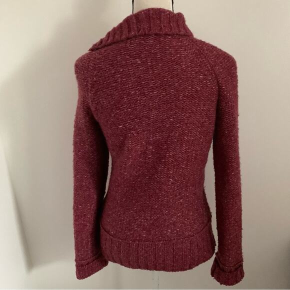 Lole M Wool Blend Marled Red Collared Button Popover Pullover Sweater Key Pocket - Picture 6 of 10
